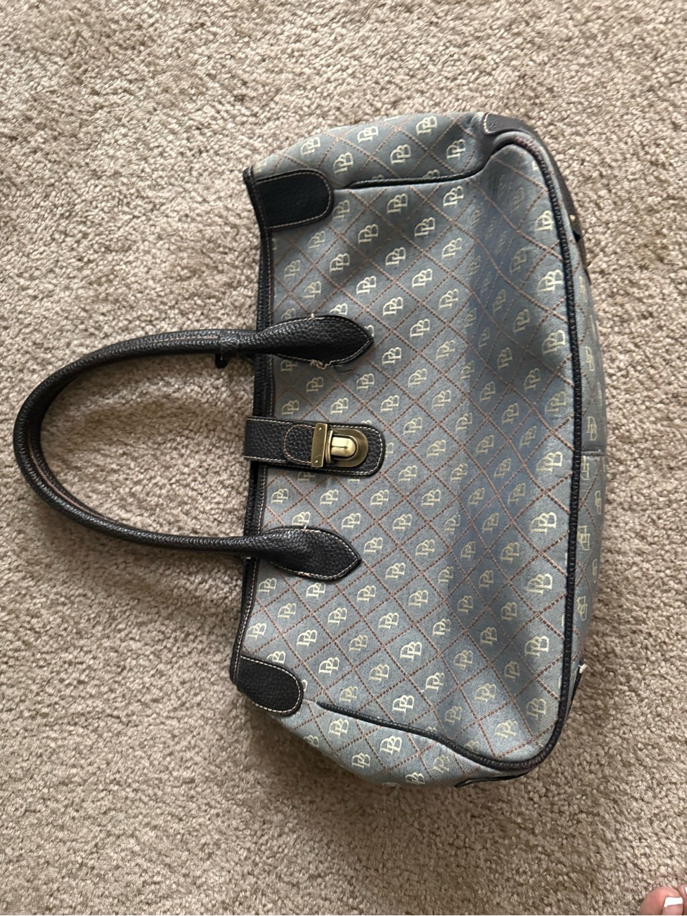 Dooney & Bourke Gray Monogram Shoulder Bag with Black Trim
